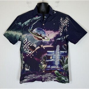 Billionaire Boys Club Orion Button Up Short Sleeve Camp Shirt Large Novelty